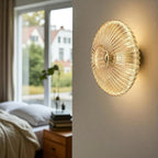 Retro Væglampe i Glas - Riflet Glasskærm med Rundt Design 5
