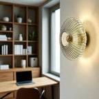 Retro Væglampe i Glas - Riflet Glasskærm med Rundt Design 6
