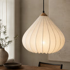 Retro Vintage Pendellampe - Japandi Art Deco Design i Stof med Blødt Lys 14