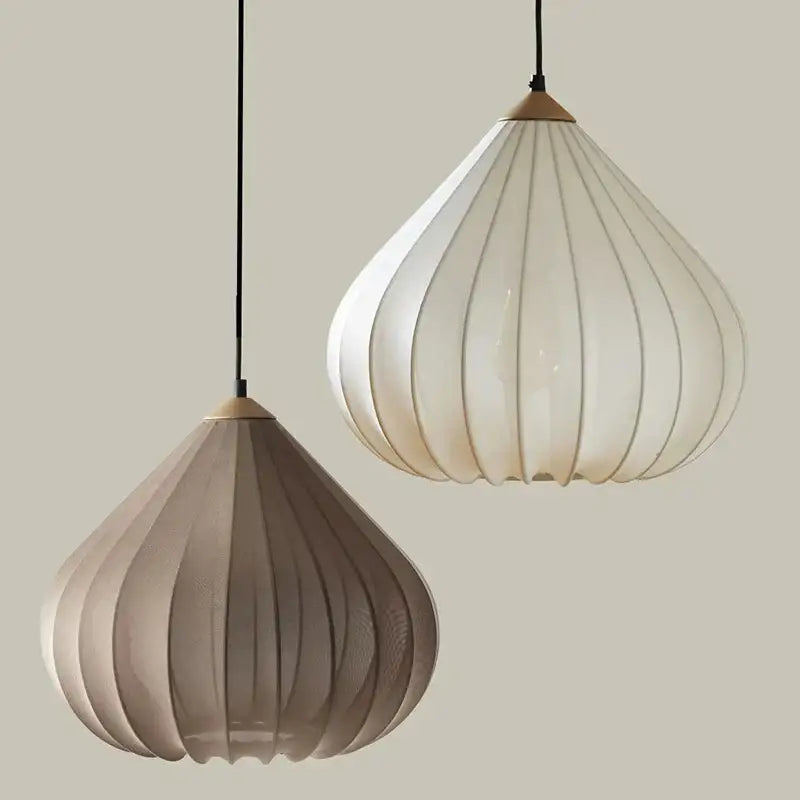 Retro Vintage Pendellampe - Japandi Art Deco Design i Stof med Blødt Lys 2