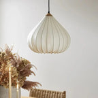 Retro Vintage Pendellampe - Japandi Art Deco Design i Stof med Blødt Lys 4