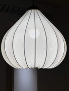 Retro Vintage Pendellampe - Japandi Art Deco Design i Stof med Blødt Lys 7