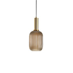 Rillet Glas Pendel Lampe - Tonet Glas med Retro Udtryk 10