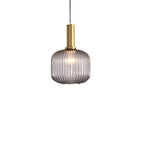 Rillet Glas Pendel Lampe - Tonet Glas med Retro Udtryk 11