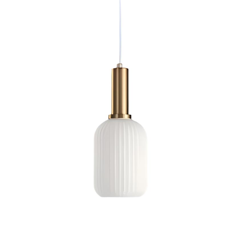 Rillet Glas Pendel Lampe - Tonet Glas med Retro Udtryk 14
