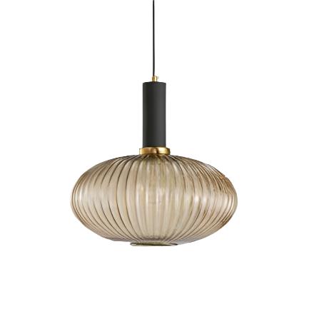 Rillet Glas Pendel Lampe - Tonet Glas med Retro Udtryk 17

