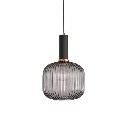 Rillet Glas Pendel Lampe - Tonet Glas med Retro Udtryk 18
