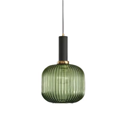 Rillet Glas Pendel Lampe - Tonet Glas med Retro Udtryk 21
