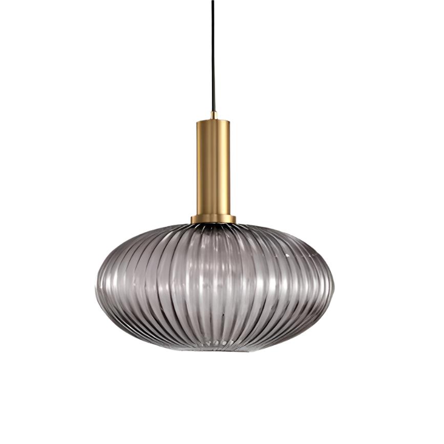 Rillet Glas Pendel Lampe - Tonet Glas med Retro Udtryk 24
