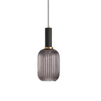 Rillet Glas Pendel Lampe - Tonet Glas med Retro Udtryk 25
