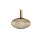 Rillet Glas Pendel Lampe - Tonet Glas med Retro Udtryk 26
