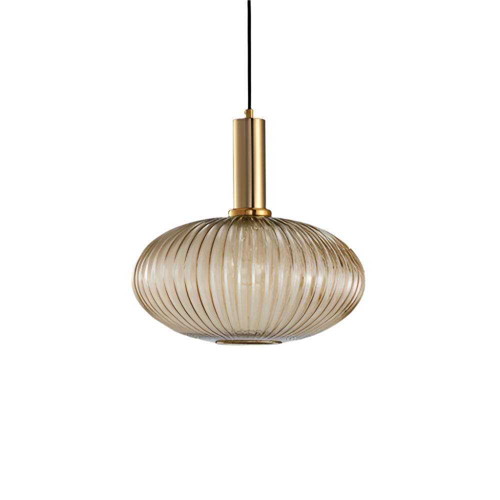 Rillet Glas Pendel Lampe - Tonet Glas med Retro Udtryk 26
