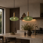 Rillet Glas Pendel Lampe - Tonet Glas med Retro Udtryk 29