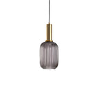 Rillet Glas Pendel Lampe - Tonet Glas med Retro Udtryk 3
