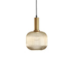 Rillet Glas Pendel Lampe - Tonet Glas med Retro Udtryk 4
