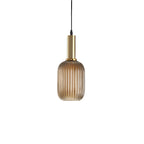 Rillet Glas Pendel Lampe - Tonet Glas med Retro Udtryk 5
