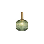 Rillet Glas Pendel Lampe - Tonet Glas med Retro Udtryk 6
