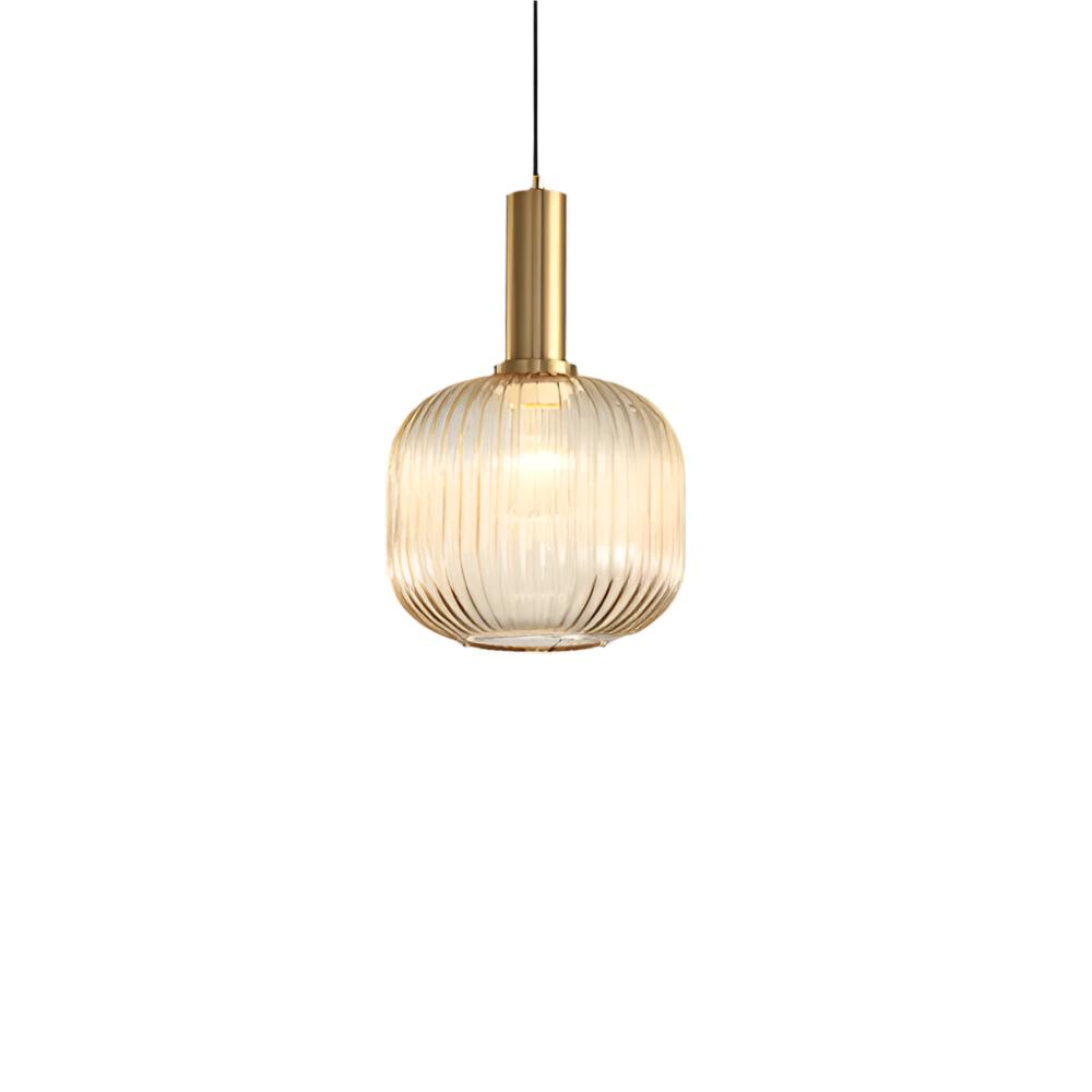 Rillet Glas Pendel Lampe - Tonet Glas med Retro Udtryk 7
