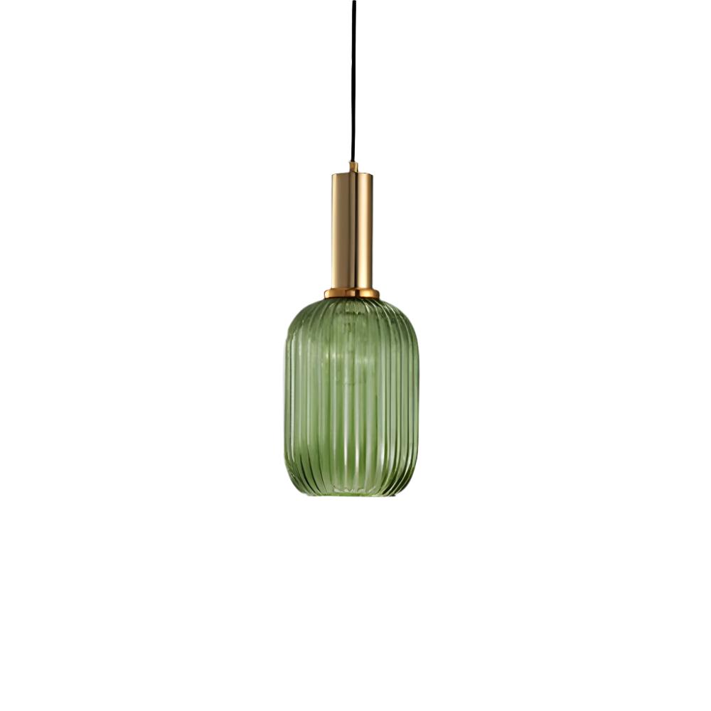 Rillet Glas Pendel Lampe - Tonet Glas med Retro Udtryk 9
