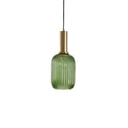 Rillet Glas Pendel Lampe - Tonet Glas med Retro Udtryk 9
