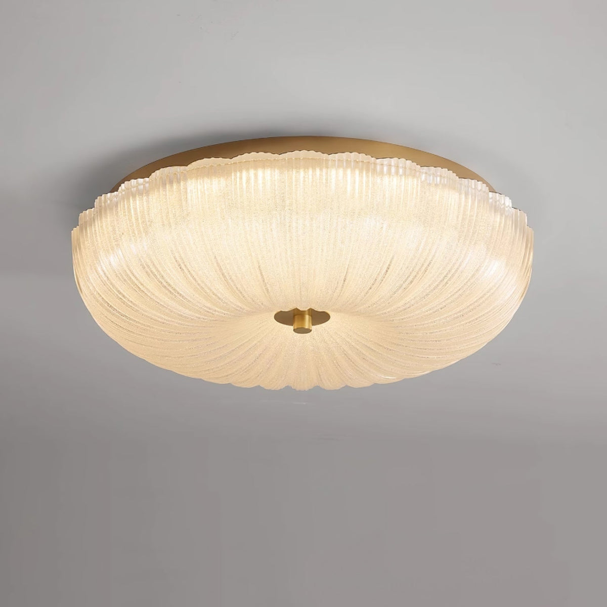 Ripple Glas Loftlampe med Guldstel - Til Soveværelse og Stue 4