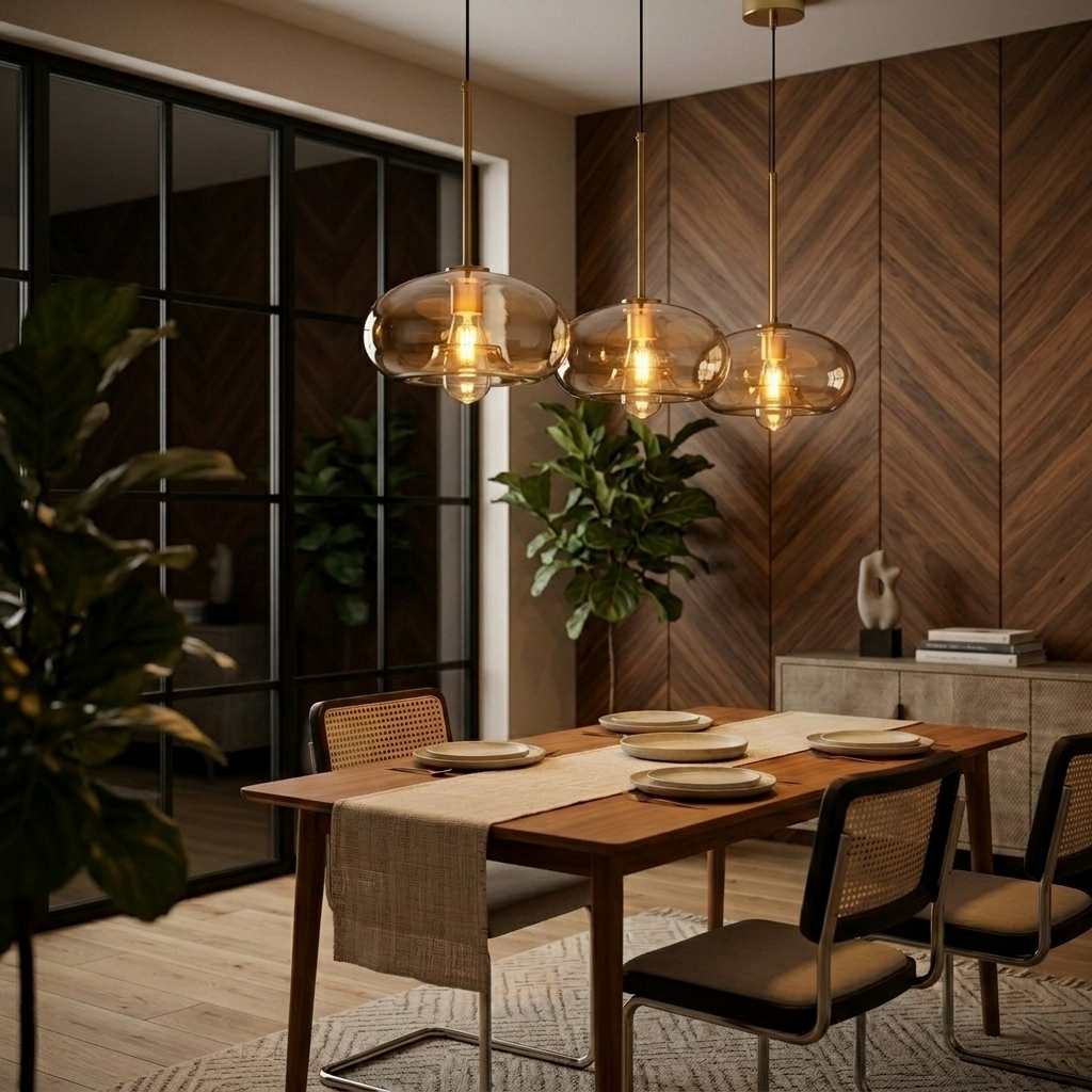 Røget Glas Pendel Lampe - Skandinavisk Design i Flere Former 1
