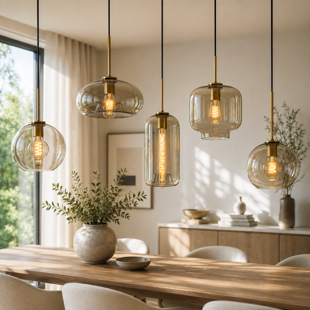 Røget Glas Pendel Lampe - Skandinavisk Design i Flere Former 17