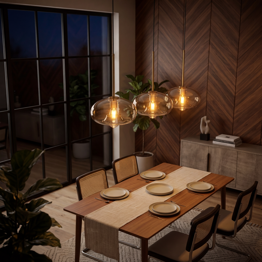 Røget Glas Pendel Lampe - Skandinavisk Design i Flere Former 3

