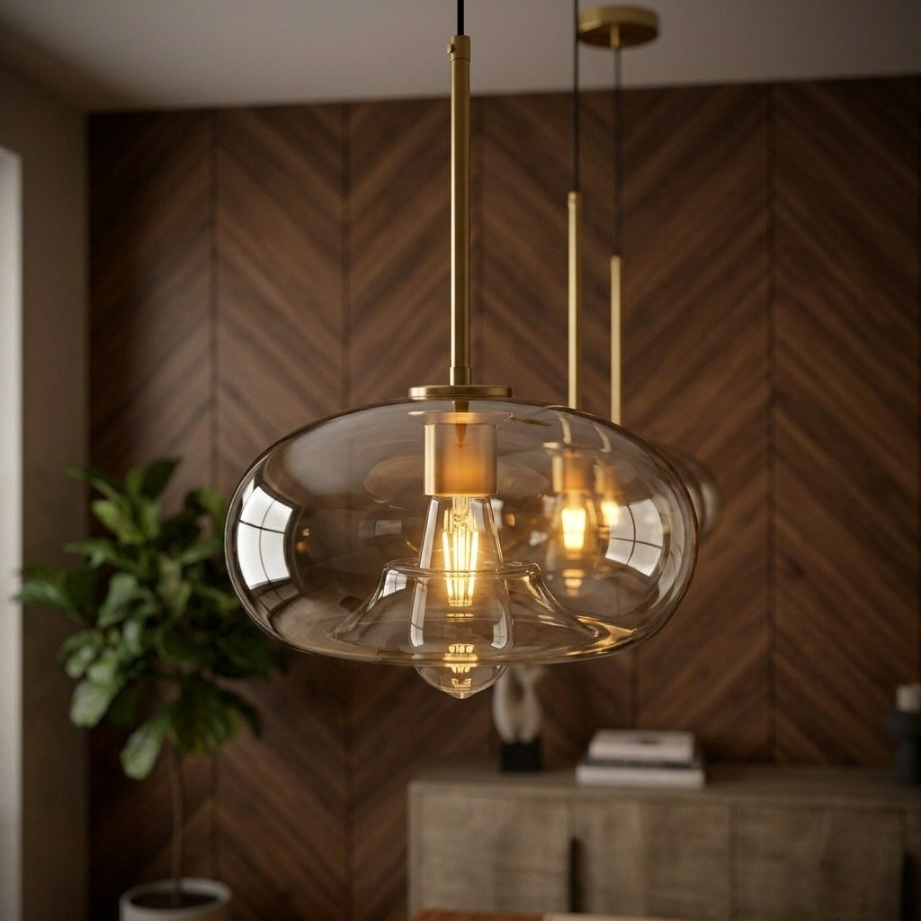 Røget Glas Pendel Lampe - Skandinavisk Design i Flere Former 5
