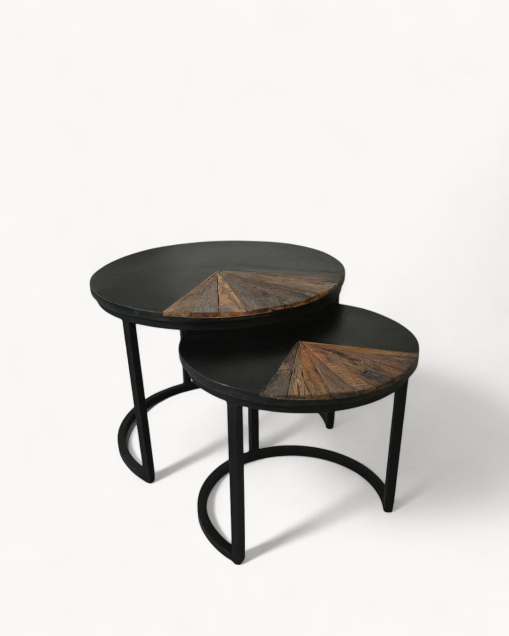 Rona Sofabordssæt | Rund Teak og Metal, Håndlavet 0