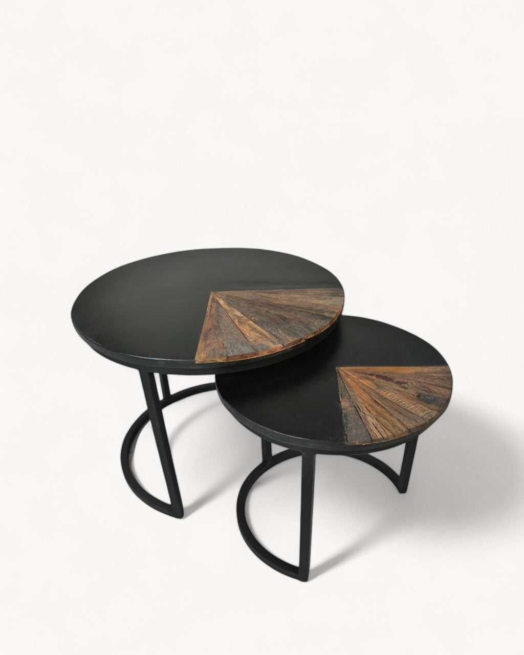 Rona Sofabordssæt | Rund Teak og Metal, Håndlavet 3