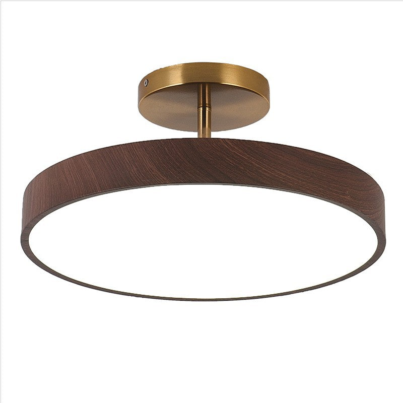 Rund LED Loftlampe i Træ – Minimalistisk Design med Blød Belysning 1