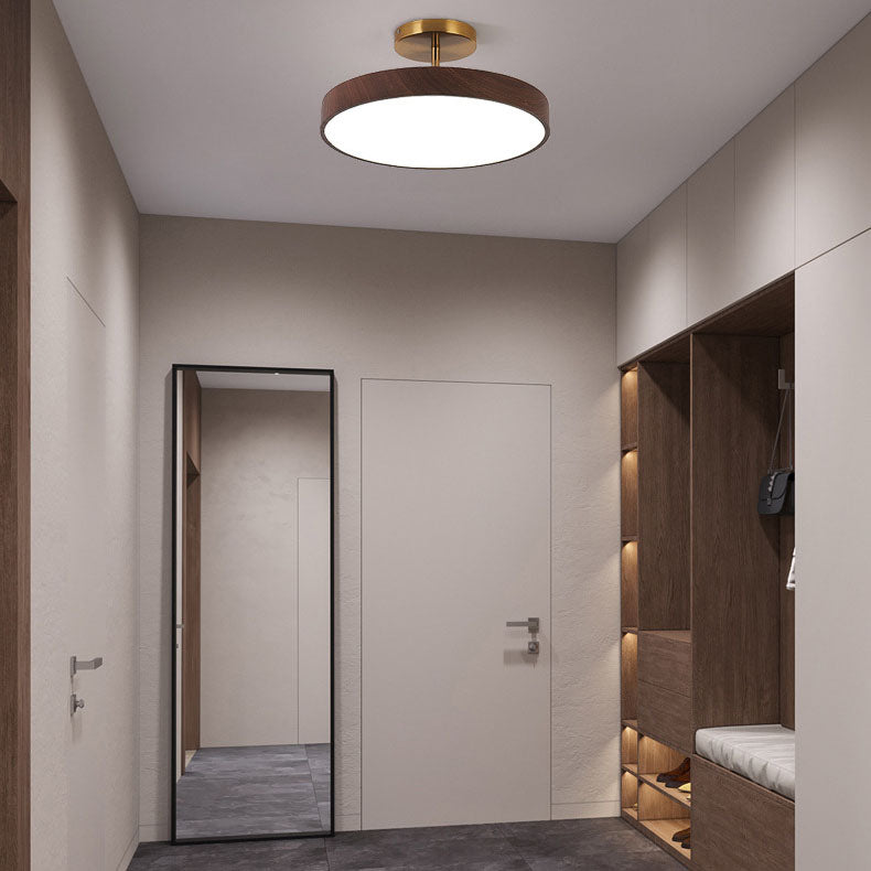 Rund LED Loftlampe i Træ – Minimalistisk Design med Blød Belysning 4