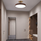 Rund LED Loftlampe i Træ – Minimalistisk Design med Blød Belysning 4