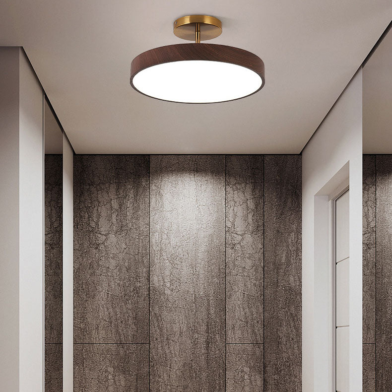 Rund LED Loftlampe i Træ – Minimalistisk Design med Blød Belysning 5