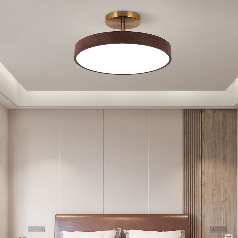 Rund LED Loftlampe i Træ – Minimalistisk Design med Blød Belysning 8