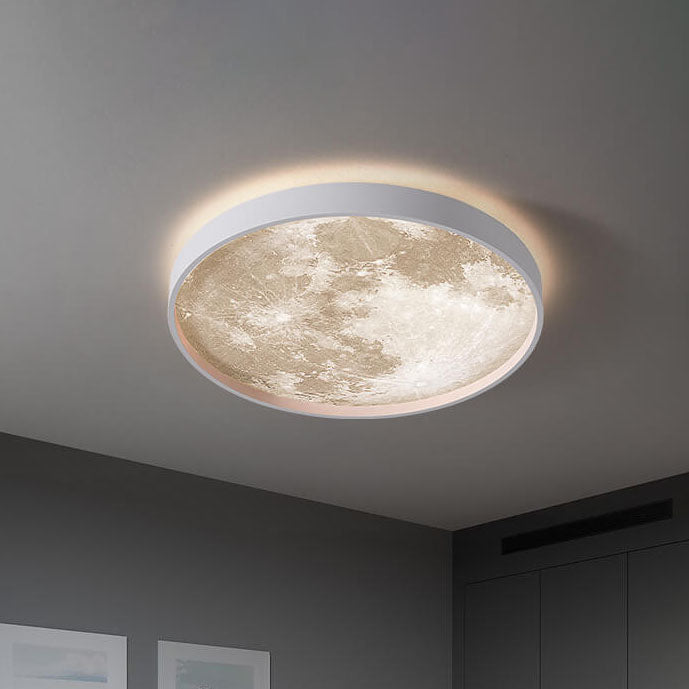 Rund Loftslampe med Måneoverflade-Look og Baglys 1