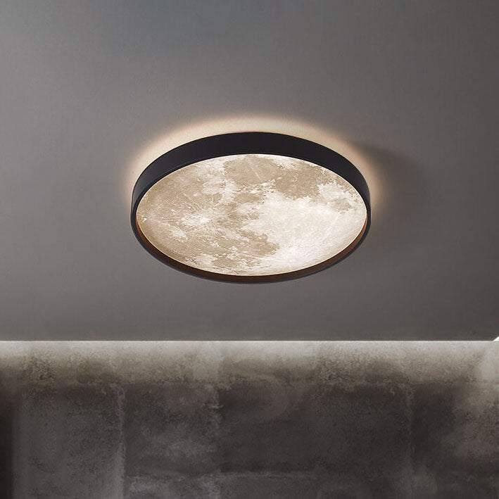 Rund Loftslampe med Måneoverflade-Look og Baglys 2