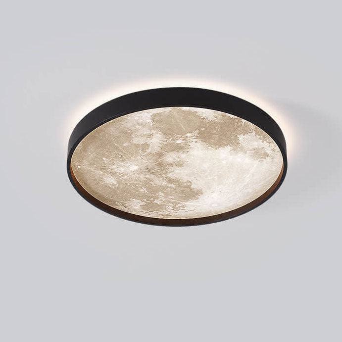 Rund Loftslampe med Måneoverflade-Look og Baglys 6