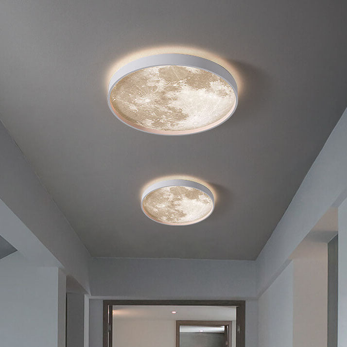 Rund Loftslampe med Måneoverflade-Look og Baglys 7