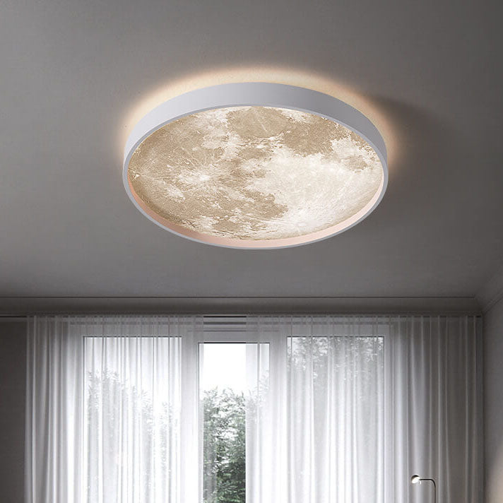 Rund Loftslampe med Måneoverflade-Look og Baglys 8