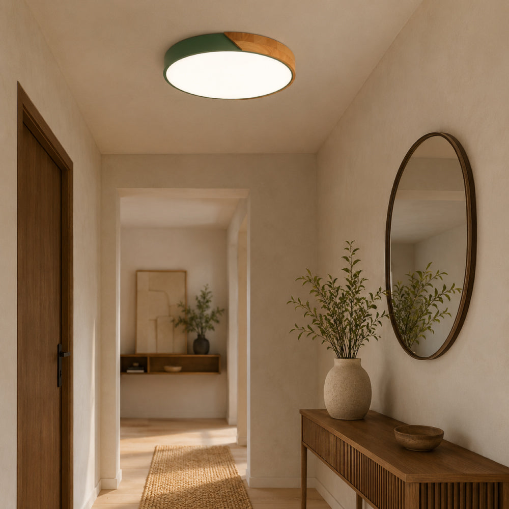 Skandinavisk Loftlampe i Træ - Rundt Design i Flere Farver 23