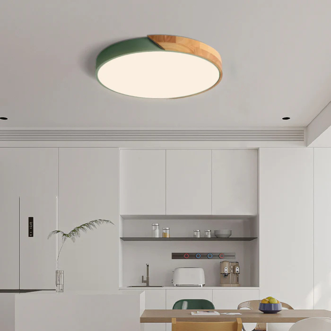 Skandinavisk Loftlampe i Træ - Rundt Design i Flere Farver 4
