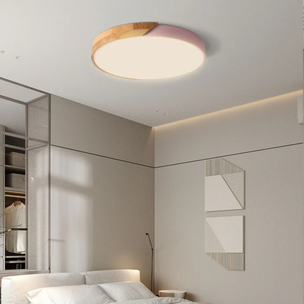 Skandinavisk Loftlampe i Træ - Rundt Design i Flere Farver 6
