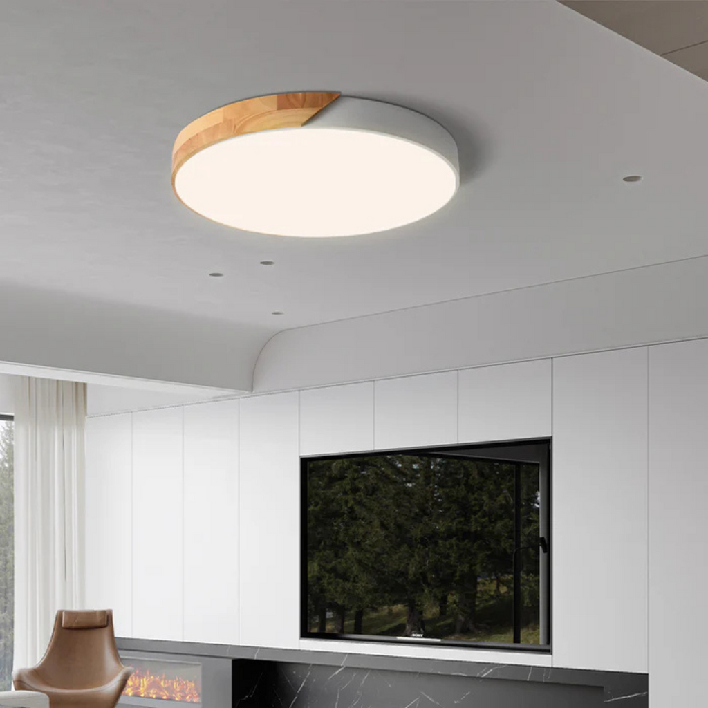 Skandinavisk Loftlampe i Træ - Rundt Design i Flere Farver 7
