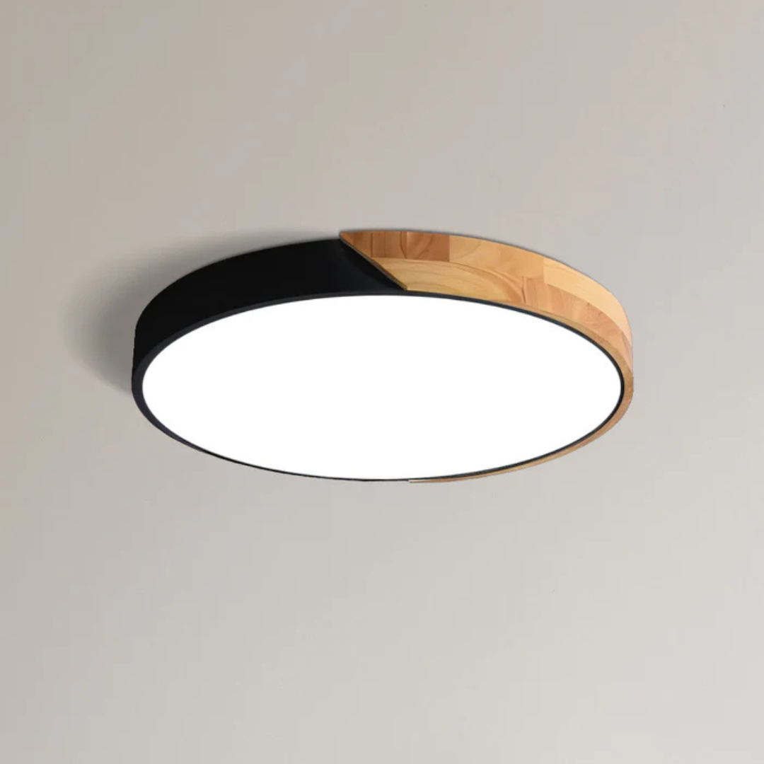 Skandinavisk Loftlampe i Træ - Rundt Design i Flere Farver med Dæmpbar LED 3
