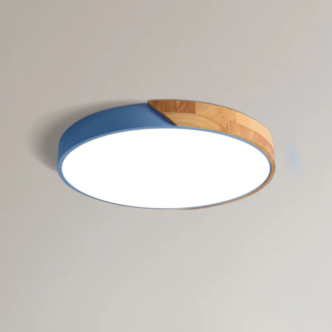 Skandinavisk Loftlampe i Træ - Rundt Design i Flere Farver med Dæmpbar LED 4