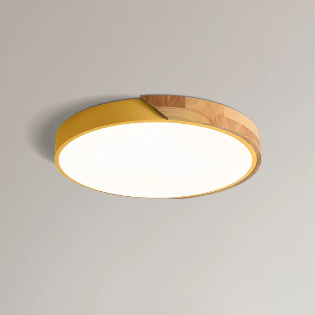 Skandinavisk Loftlampe i Træ - Rundt Design i Flere Farver med Dæmpbar LED 6