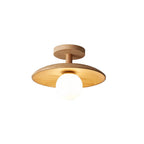 Skandinavisk Loftlampe i Træ - Rundt Design med Opalglaskugle 2
