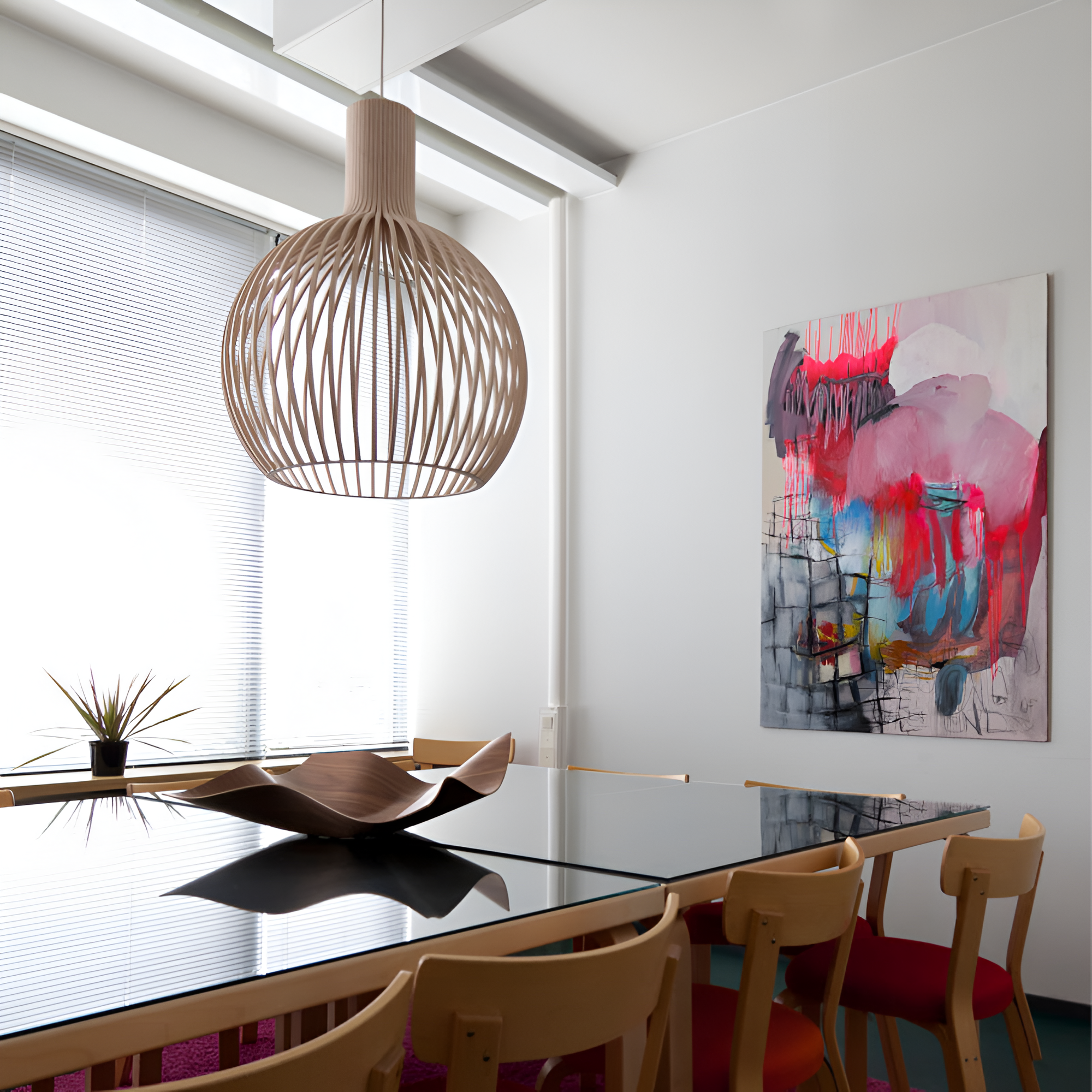 Skandinavisk Pendel Lampe i Træ - Lameldesign til Spisebord 6
